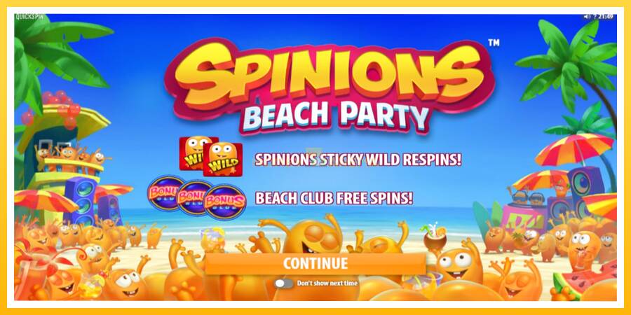 Kuva 1 pelikone Spinions Beach Party