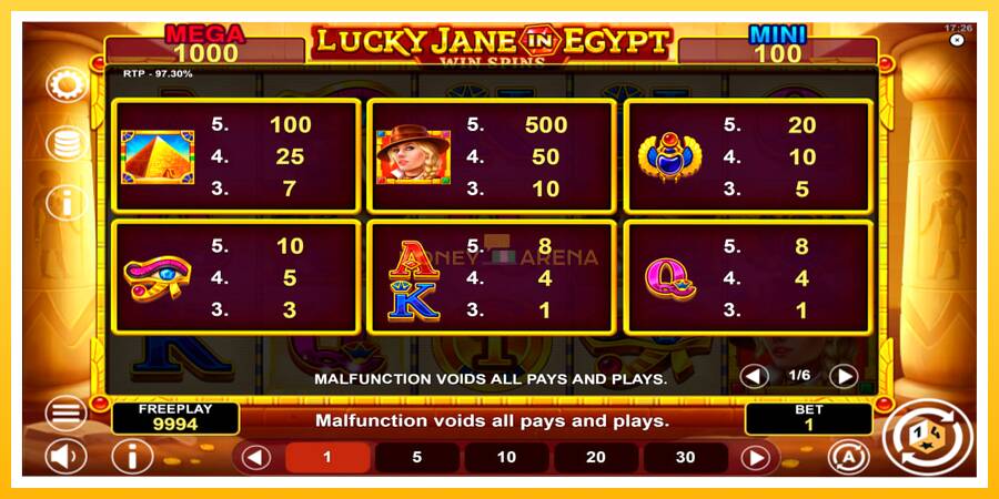 Kuva 6 pelikone Lucky Jane in Egypt Win Spins