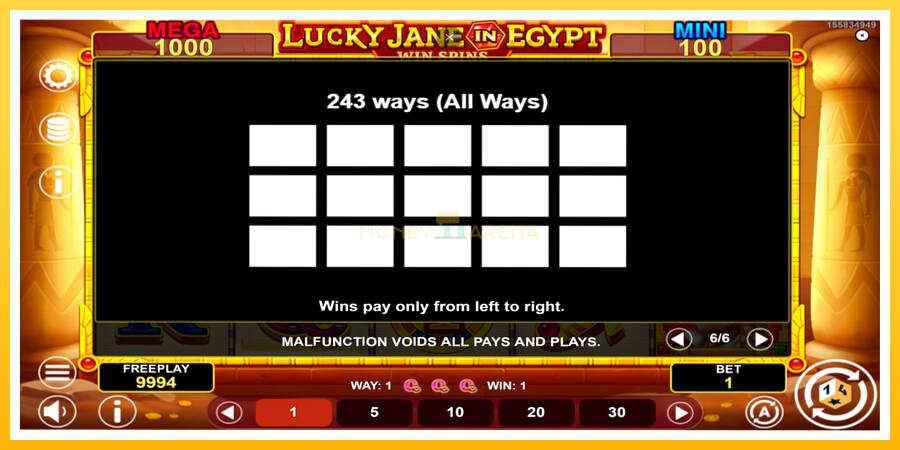 Kuva 7 pelikone Lucky Jane in Egypt Win Spins