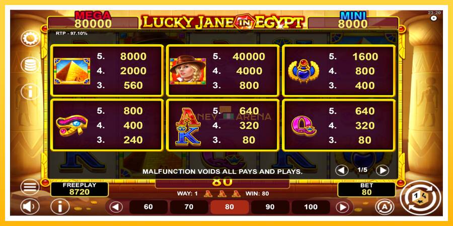 Kuva 5 pelikone Lucky Jane in Egypt Hold & Win