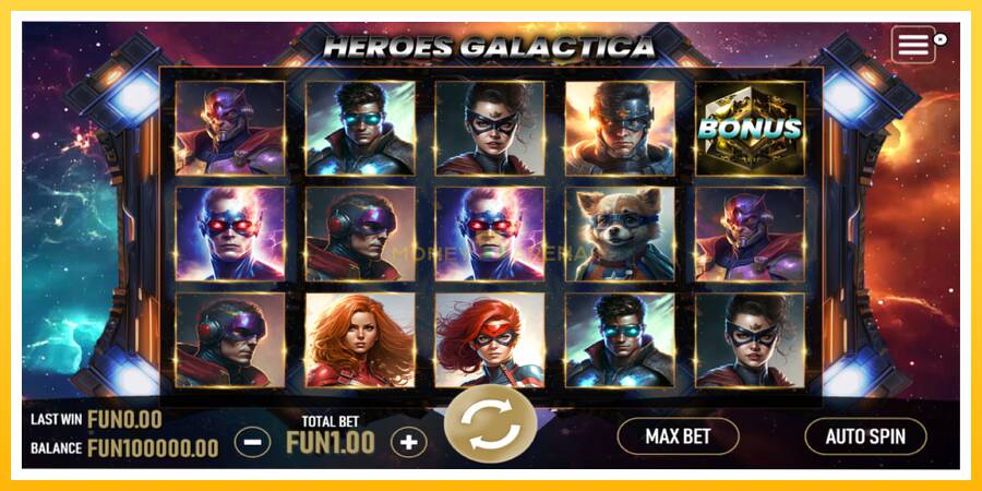 Kuva 1 pelikone Heroes Galactica